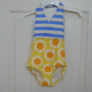 NEW Hanna Andersson Mixed Print Sunflower Halter Neck Swimsuit sz 5 110